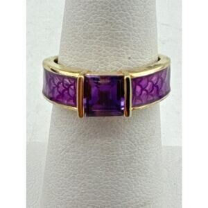 Estate Michelle Albala Sterling Amethyst Ring Sz 6